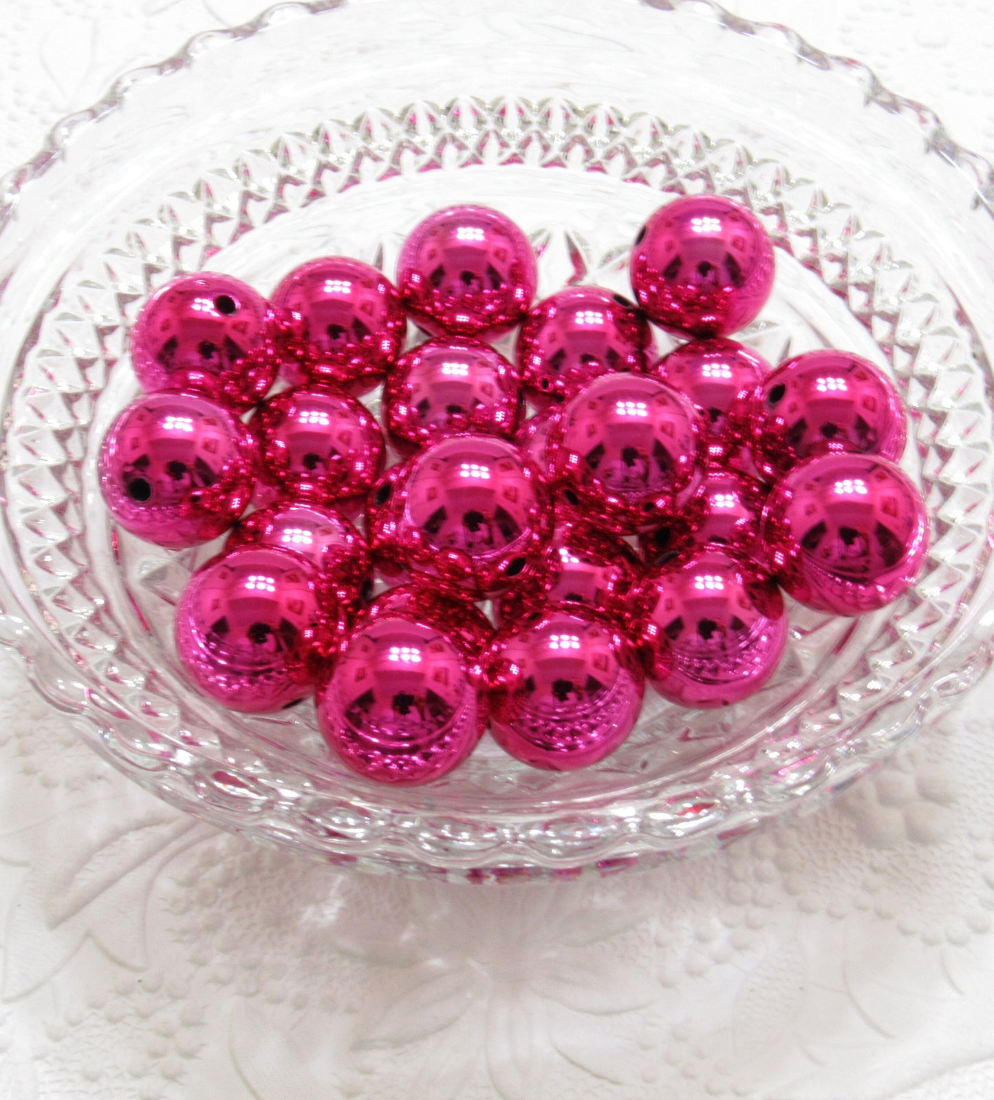 NEW UV Hot Pink 20mm Bubblegum Bead, Chunky Gumball Beads, Chunky Bead Supply, Shiny UV Plating Bubblegum Bead, Gumball Bead, Bubblegum Bead