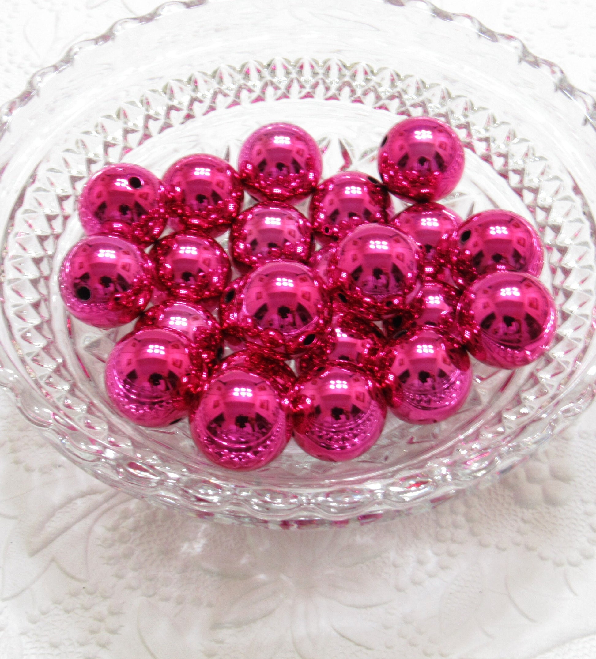 NEW UV Hot Pink 20mm Bubblegum Bead, Chunky Gumball Beads, Chunky Bead Supply, Shiny UV Plating Bubblegum Bead, Gumball Bead, Bubblegum Bead
