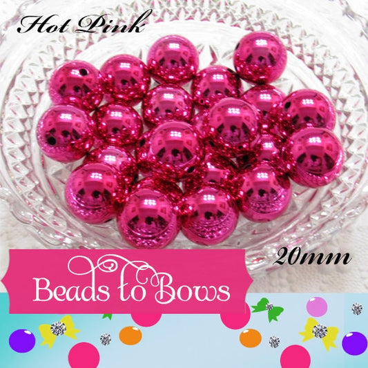 NEW UV Hot Pink 20mm Bubblegum Bead, Chunky Gumball Beads, Chunky Bead Supply, Shiny UV Plating Bubblegum Bead, Gumball Bead, Bubblegum Bead