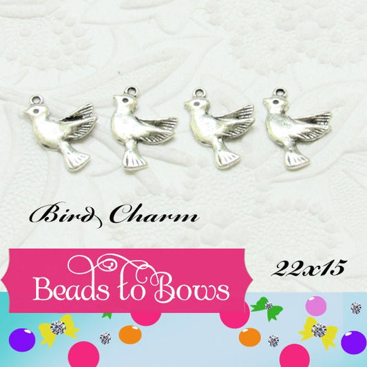 Bird Charm, Antique Silver Bird,  22 X 15mm, 3mm thick, hole: 1.5mm Antique Silver Pendant, Zipper Pull, Charm, Lead Free and Cadmium Free