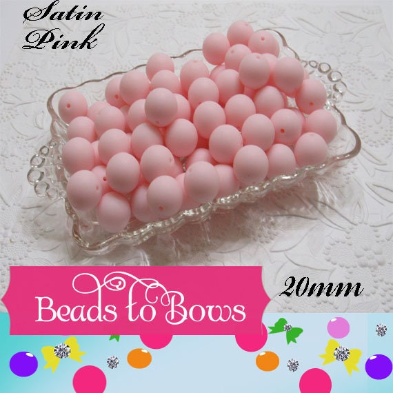 New 20mm Satin Finish Beads, Pastel Pink Bubblegum Beads, Gumball Beads, Round Beads, Bubblegum Pearls, Beading Supply, Jewelry Supply