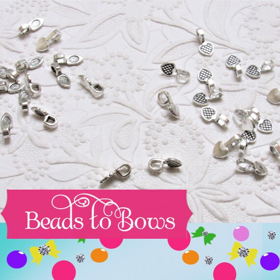 Antique Silver Heart Glue On Bails, Small Glue On Bails, 16mm X 8mm Cabochon Bails, 4mm Hole, Tear Drop Pendant Bails, Bottle Cap Bails,