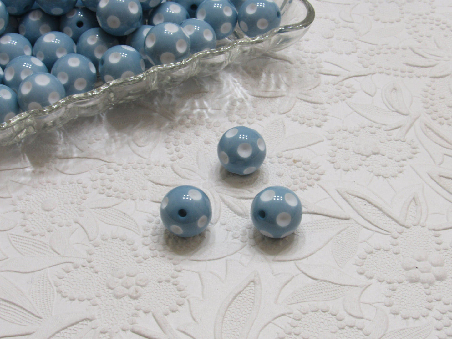 20mm Polka Dot Millennium Blue Beads, Bubblegum Beads, Polka Dot Beads,  Chunky Acrylic Dotted Beads, Chunk Necklace Supply Bead