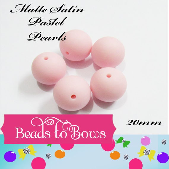 New 20mm Satin Finish Beads, Pastel Pink Bubblegum Beads, Gumball Beads, Round Beads, Bubblegum Pearls, Beading Supply, Jewelry Supply