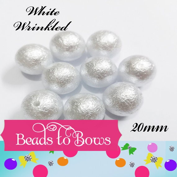 20mm White Wrinkled Bubblegum Pearl Beads, Chunky Gumball Beads,  Round Wrinkled Pearls, Acrylic  Beads, Chunky Necklace Supply Bead,