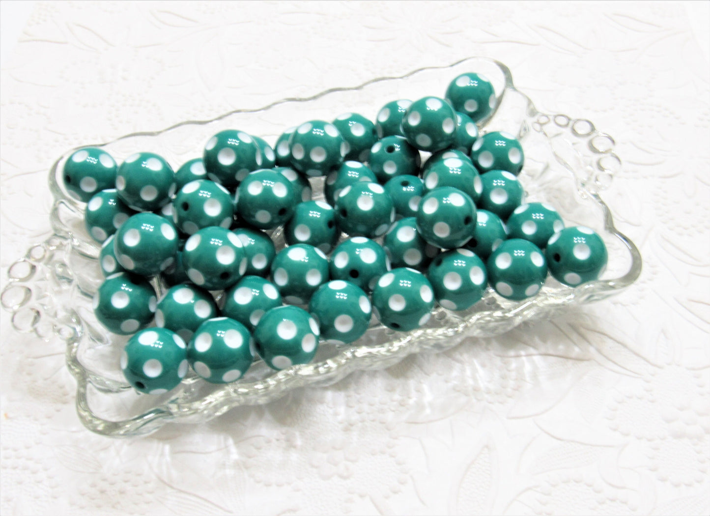 20mm Teal Polka Dot Bubblegum Beads,  Chunky Bubblegum Beads, Acrylic Gum Ball Beads, Bubblegum Necklace Supply Bead,
