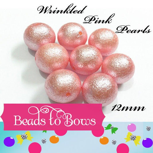 12mm Pink Wrinkled Bubblegum Pearl Beads, Chunky Gumball Beads,  Round Wrinkled Pearls, Acrylic  Beads, Chunky Necklace Supply Bead,