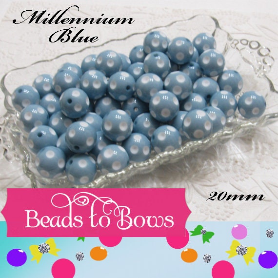 20mm Polka Dot Millennium Blue Beads, Bubblegum Beads, Polka Dot Beads,  Chunky Acrylic Dotted Beads, Chunk Necklace Supply Bead