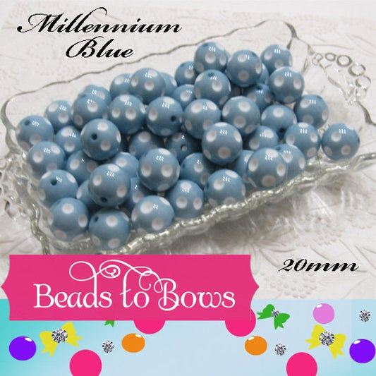 20mm Polka Dot Millennium Blue Beads, Bubblegum Beads, Polka Dot Beads,  Chunky Acrylic Dotted Beads, Chunk Necklace Supply Bead