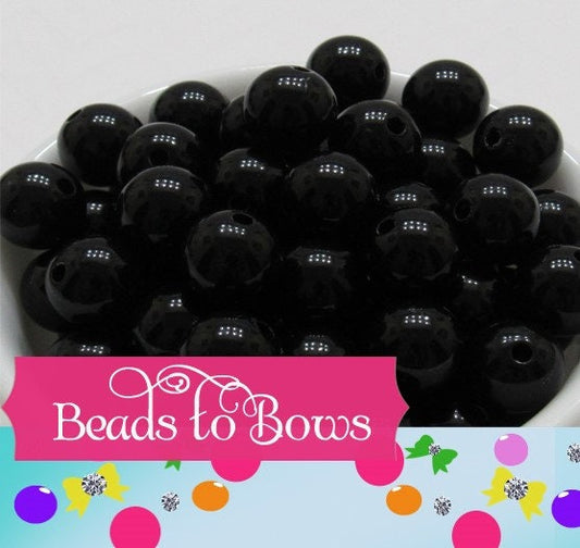 10mm Black Bubblegum Beads, Chunky Beads, Gumball Beads, Chunky Necklace Bead Supply,  Jewelry Beads,