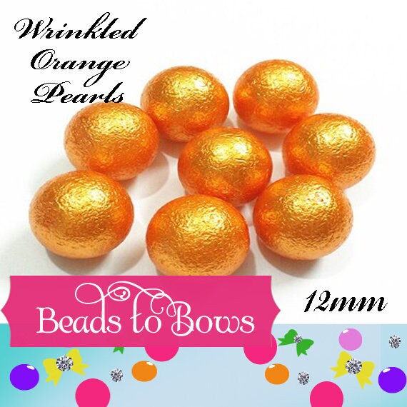 New 12mm Wrinkled Orange Pearls, Bubblegum Pearl Beads, Gumball Beads, Pearl Beads, Acrylic Beads, Beading Supply, Jewelry Supply