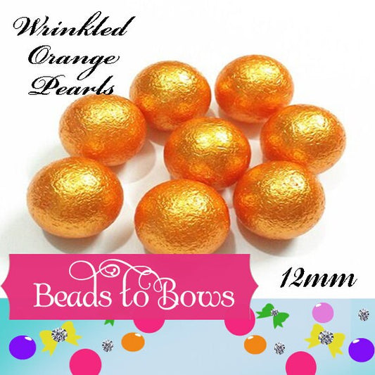 New 12mm Wrinkled Orange Pearls, Bubblegum Pearl Beads, Gumball Beads, Pearl Beads, Acrylic Beads, Beading Supply, Jewelry Supply