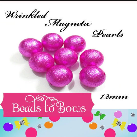 12mm Magenta Wrinkled Bubblegum Pearl Beads, Chunky Gumball Beads,  Round Wrinkled Pearls, Acrylic  Beads, Chunky Necklace Supply Bead,