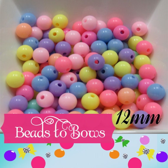12mm Bubblegum Beads, Chunky Necklace Beads, Acrylic Bubblegum Beads, Bubble Gum Beads, Chunky Bead Supply, Chunky 12mm Bead With 3mm Hole