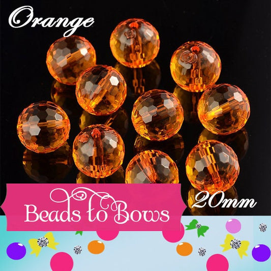NEW 20mm Orange Multifaceted Bubblegum Beads, Transparent Bubblegum Beads, Chunky Bead Supply, Chunky Bead Supply, Bubblegum Necklace Bead