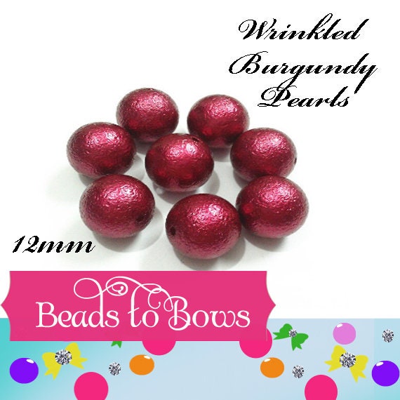 New 12mm Wrinkled Burgundy Pearls, Bubblegum Pearl Beads, Gumball Beads, Pearl Beads, Acrylic Beads, Beading Supply, Jewelry Supply