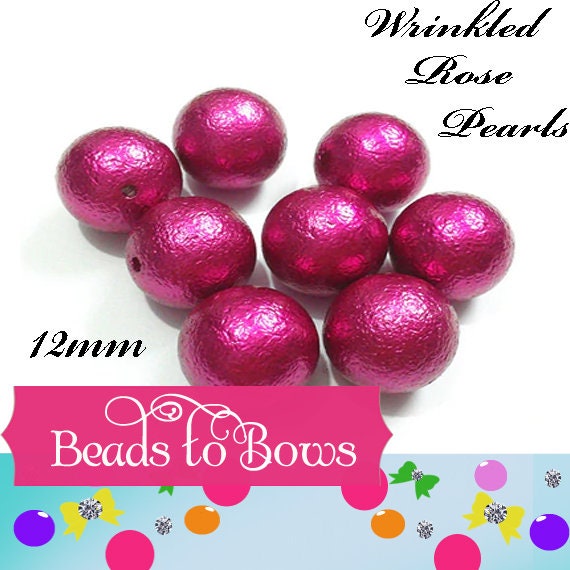 New 12mm Wrinkled Rose Pearls, Bubblegum Pearl Beads, Gumball Beads, Pearl Beads, Acrylic Beads, Beading Supply, Jewelry Supply