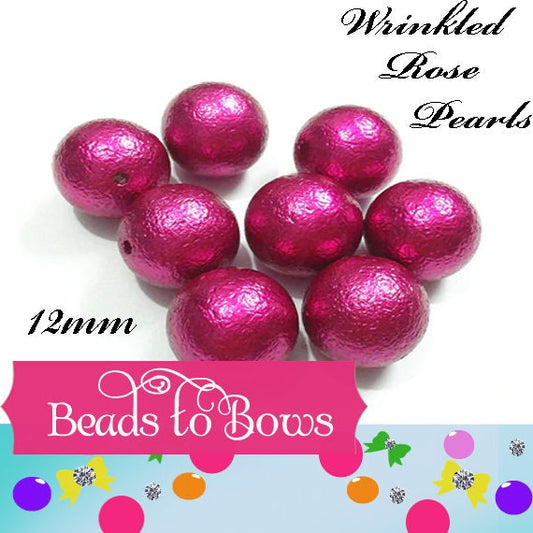 New 12mm Wrinkled Rose Pearls, Bubblegum Pearl Beads, Gumball Beads, Pearl Beads, Acrylic Beads, Beading Supply, Jewelry Supply