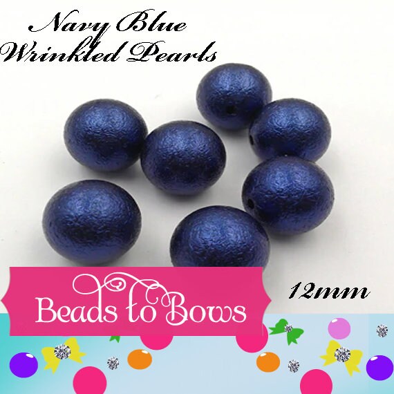 New 12mm Wrinkled Navy Blue Pearls, Bubblegum Pearl Beads, Gumball Beads, Pearl Beads, Acrylic Beads, Beading Supply, Jewelry Supply