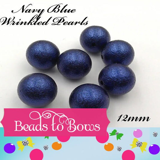 New 12mm Wrinkled Navy Blue Pearls, Bubblegum Pearl Beads, Gumball Beads, Pearl Beads, Acrylic Beads, Beading Supply, Jewelry Supply