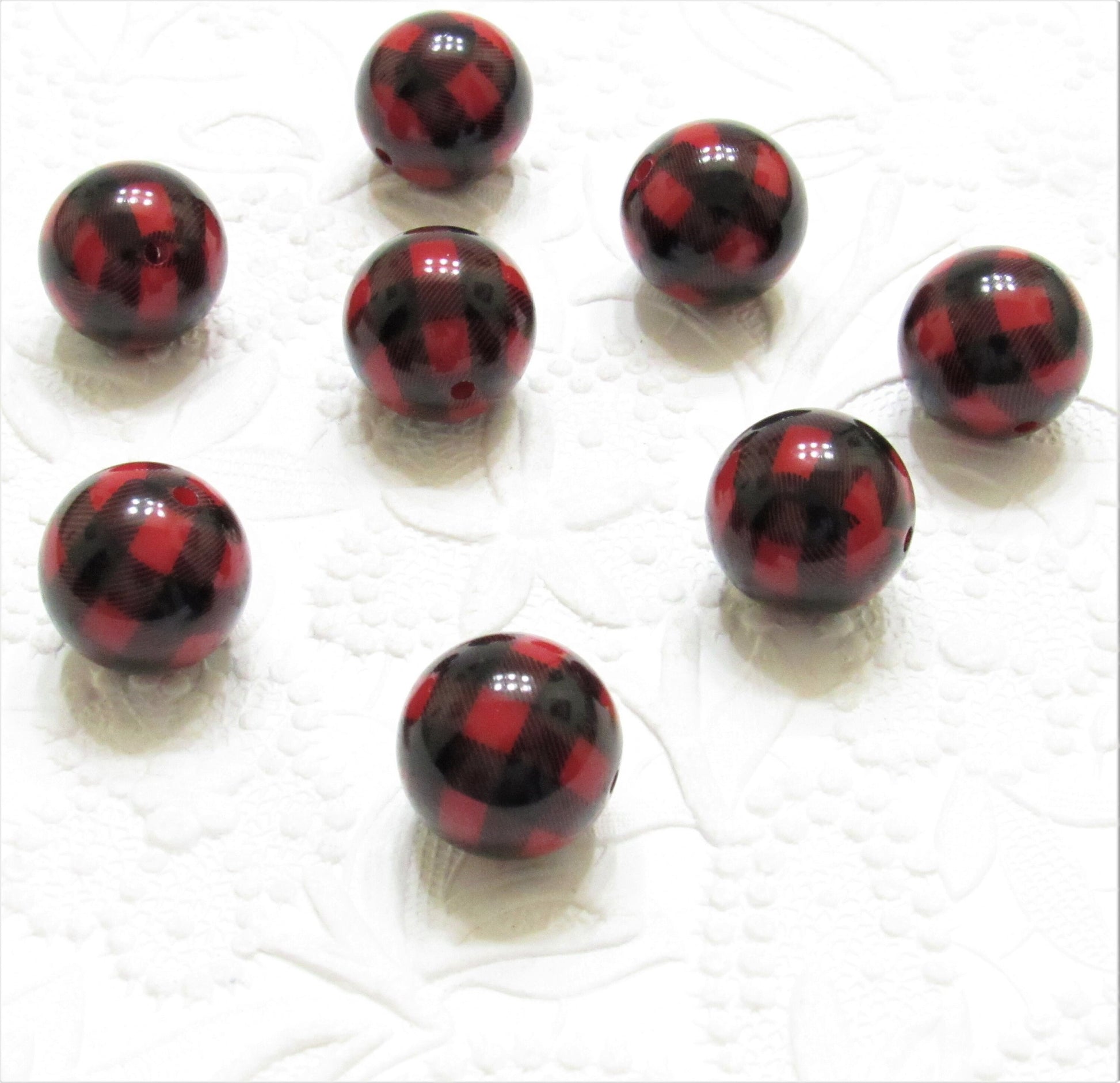 Sale 20mm Red Buffalo Paid Bubblegum Beads, Chunky Beads, Bubblegum Print Beads, Chunky Necklace Supply Bead, Acrylic Bubblegum Bead,