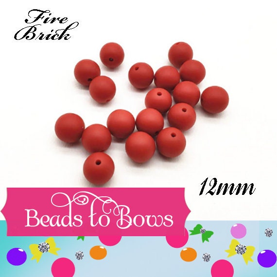 50 Matte Fire Brick12mm Bubblegum Beads, Chunky Bubblegum Beads, Chunky Necklace Bead, Gumball Beads, Bubblegum Beads, Bead Supply
