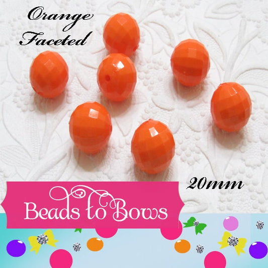 NEW 20mm Faceted Orange Disco Bubblegum Bead, Chunky Beads, Round Acrylic Beads, Chunky Bead Supply, Bubblegum Necklace Supply Beads