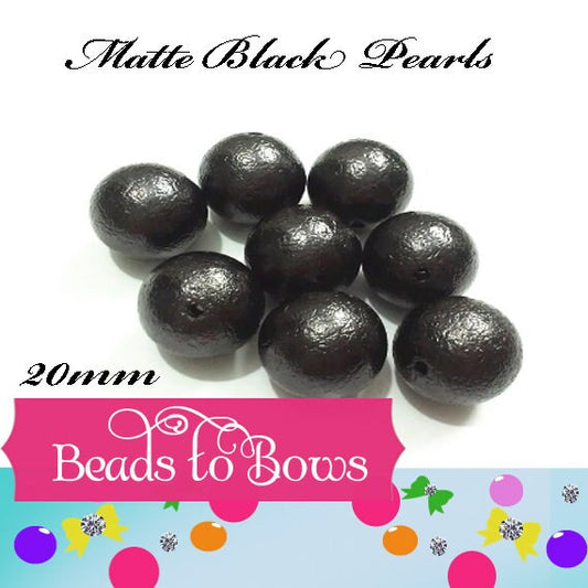 20mm Matte Black Pearls,  Bubblegum Beads, Chunky Gumball Beads,  Matte Pearls, Acrylic  Beads, Chunky Pearl Be