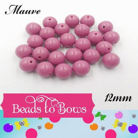NEW 12mm Mauve Bubblegum Beads, Chunky Bubblegum Beads, Gum Ball Beads, Chunky Bead Supply, Acrylic Bead, Mix or Match,