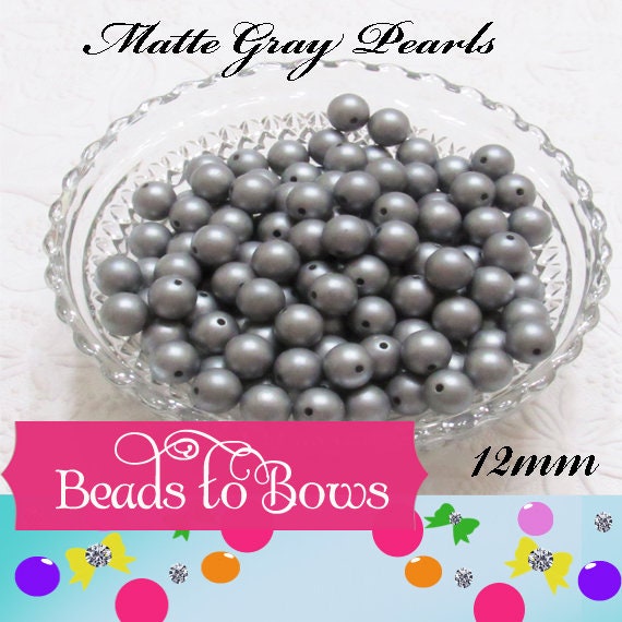 12mm Matte Grey Bubblegum Pearl Beads, Gumball Beads, Pearl Beads, Bubblegum Pearls, Beading Supply, Jewelry Supply