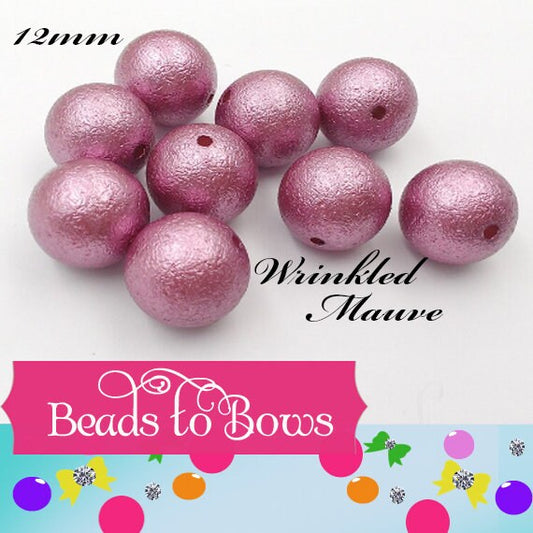 12mm Wrinkled Mauve Pearls, Bubblegum Pearl Beads, Gumball Beads, Pearl Beads, Acrylic Beads, Beading Supply, Jewelry Supply