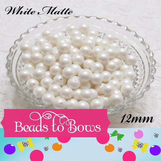 12mm Matte White Bubblegum Pearl Beads, Gumball Beads, Pearl Beads, Bubblegum Pearls, Beading Supply, Jewelry Supply