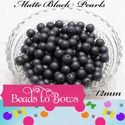 12mm Matte Black Bubblegum Pearl Beads, Gumball Beads, Pearl Beads, Bubblegum Pearls, Beading Supply, Jewelry Supply