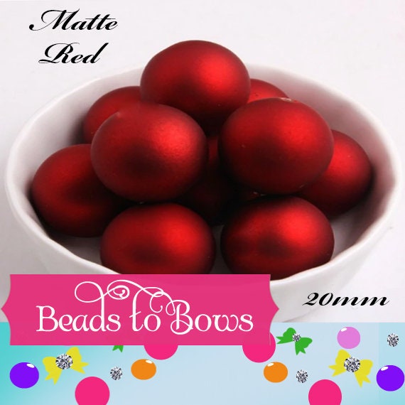 NEW 20mm Matte Red Bubblegum Beads, Matte Red Chunky Gumball Beads, Acrylic Matte Beads, Round Beads, Acrylic Beads, Beading supply,
