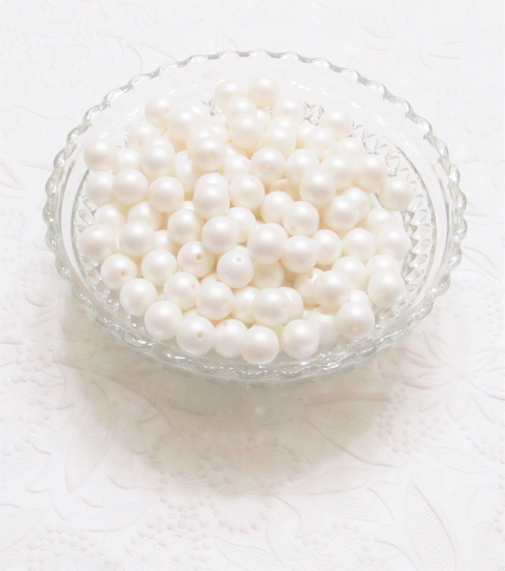 12mm Matte White Bubblegum Pearl Beads, Gumball Beads, Pearl Beads, Bubblegum Pearls, Beading Supply, Jewelry Supply