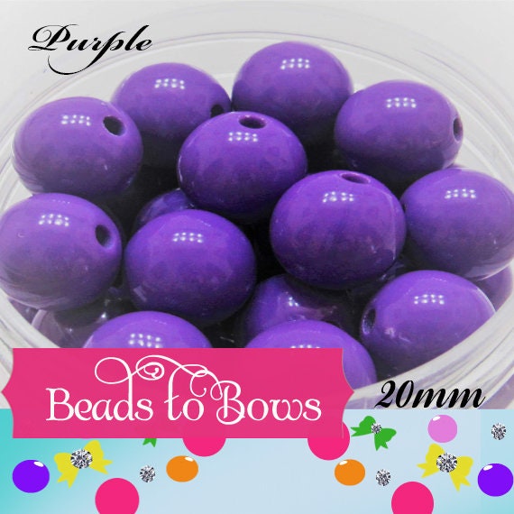 NEW 20mm Purple Bubblegum Beads, Chunky Bright Colored Beads, Chunky Necklace Supply Bead, DIY Bead Supply, Gumball Beads, Bubblegum Beads