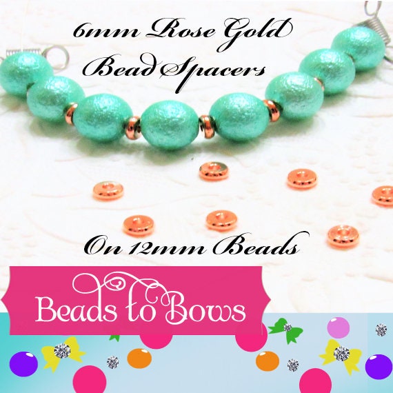 NEW 6.5mm Round Rose Gold Bead Spacers, 25 Count Bead Spacers, Disc Metal Spacer Beads, Rose Gold Jewelry Supply, Beading Supply