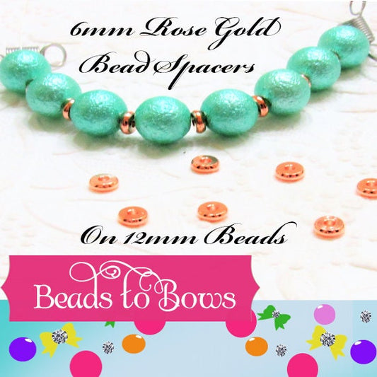 NEW 6.5mm Round Rose Gold Bead Spacers, 25 Count Bead Spacers, Disc Metal Spacer Beads, Rose Gold Jewelry Supply, Beading Supply