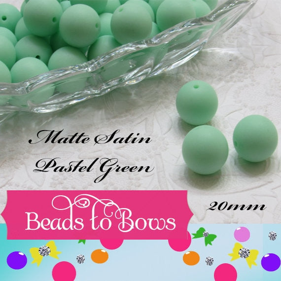 New 20mm Matte Satin Pastel Green Bubblegum Beads, Gumball Beads, Round Beads, Bubblegum Beads, Beading Supply, Jewelry Supply