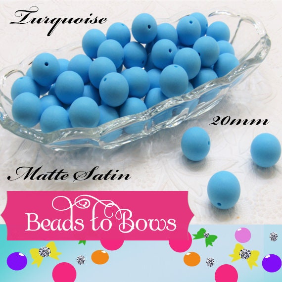B Grade 20mm Matte Satin Turquoise Bubblegum Beads, Gumball Beads, Round Beads, Bubblegum Beads, Beading Supply, Jewelry Supply