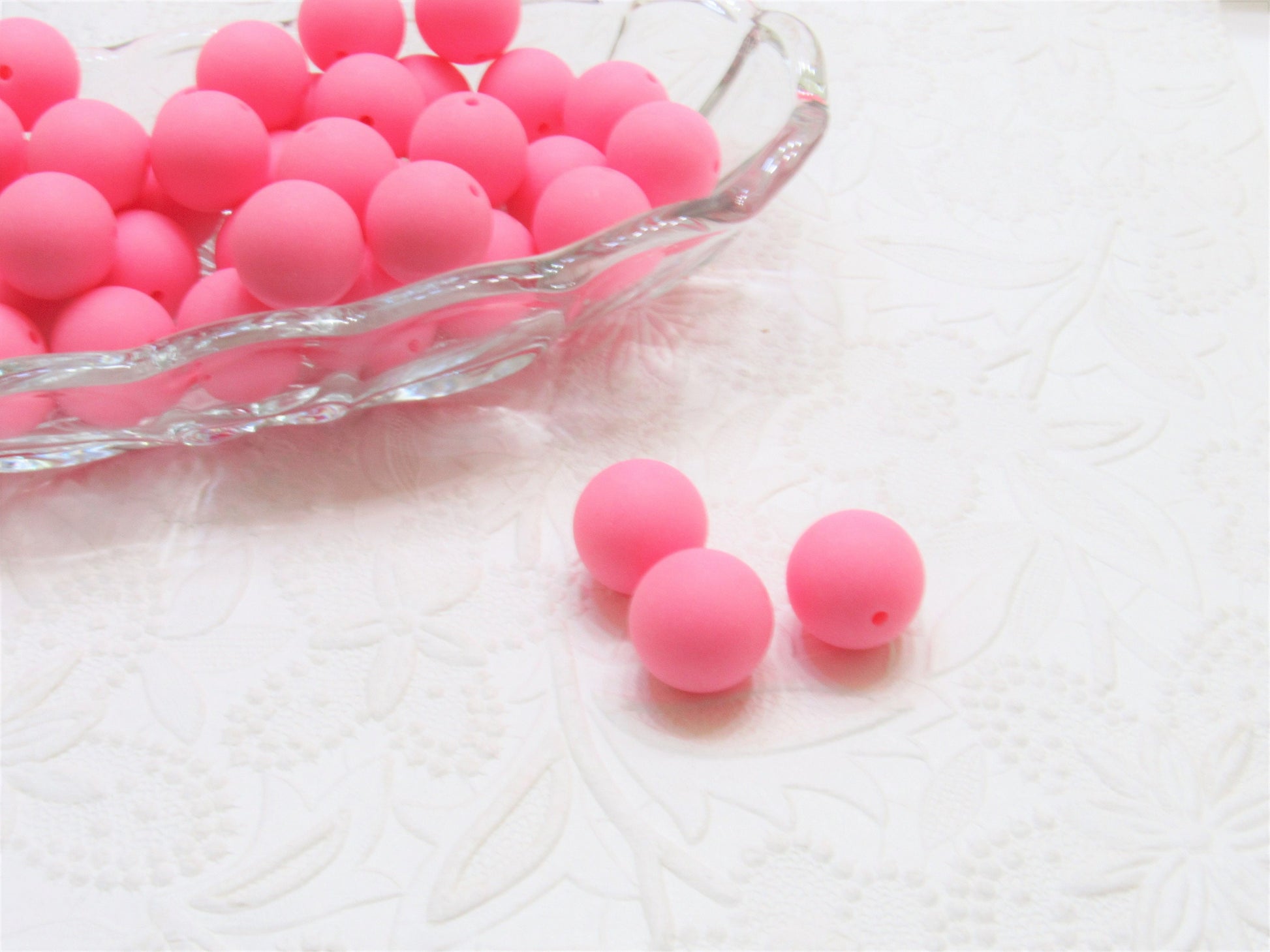 New 20mm Matte Satin Baby Pink Bubblegum Beads, Gumball Beads, Round Beads, Bubblegum Beads, Beading Supply, Jewelry Supply