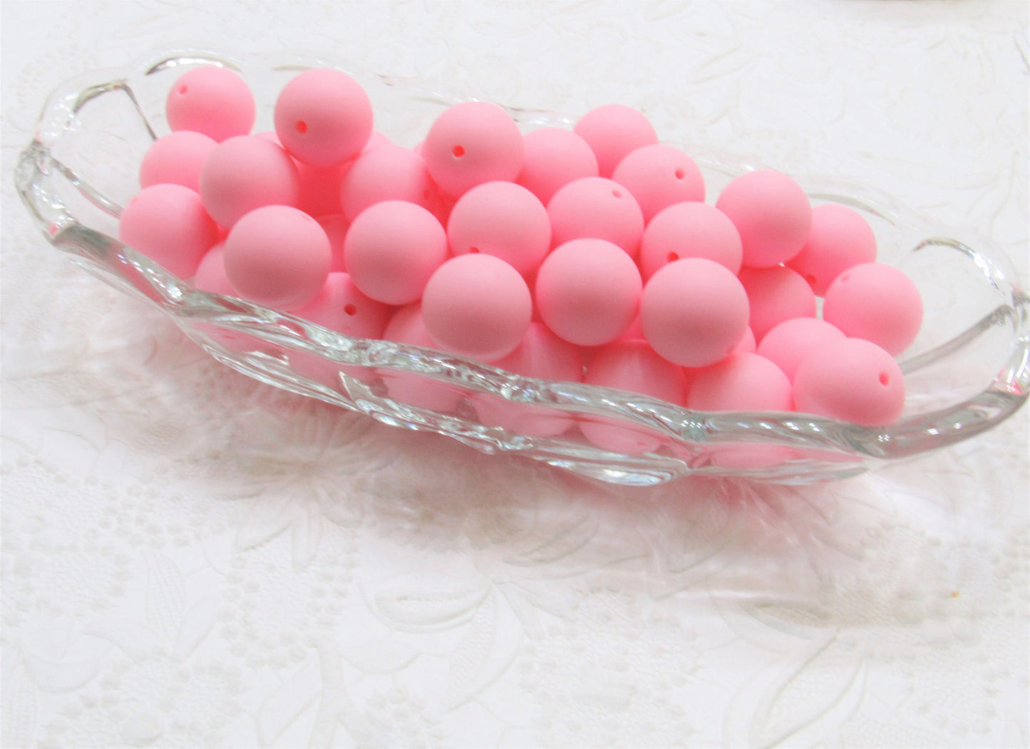 New 20mm Matte Satin Baby Pink Bubblegum Beads, Gumball Beads, Round Beads, Bubblegum Beads, Beading Supply, Jewelry Supply