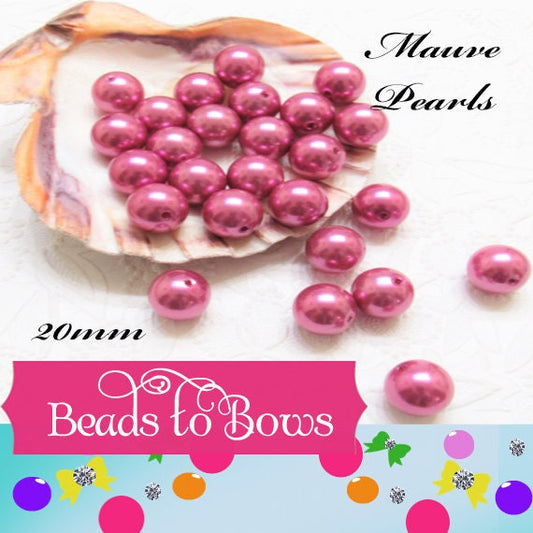 20mm Mauve Pearls, Bubblegum Pearls, Gumball Pearls, Round Acrylic Pearls, Chunky Necklace Bead Supply,