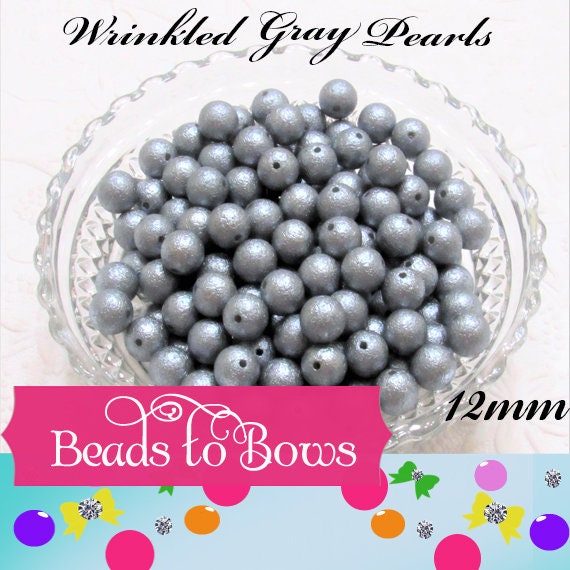New 12mm Wrinkled Gray Pearls, Bubblegum Pearl Beads, Gumball Beads, Pearl Beads, Acrylic Beads, Beading Supply, Jewelry Supply