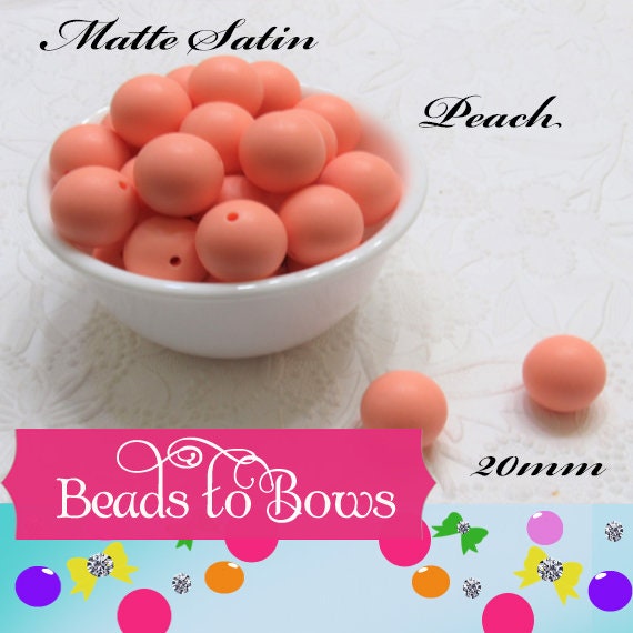 New 20mm Peach Matte Satin Finish Beads, Peach Bubblegum Beads, Gumball Beads, Round Beads, Bubblegum Beads, Beading Supply, Jewelry Supply