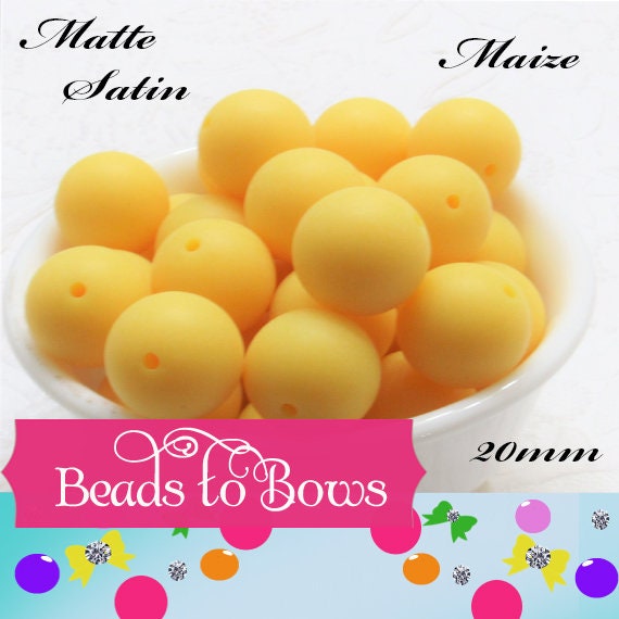 New 20mm Matte Satin Maize Bubblegum Beads, Gumball Beads, Round Beads, Bubblegum Satin Finish, Beading Supply, Dull Finish