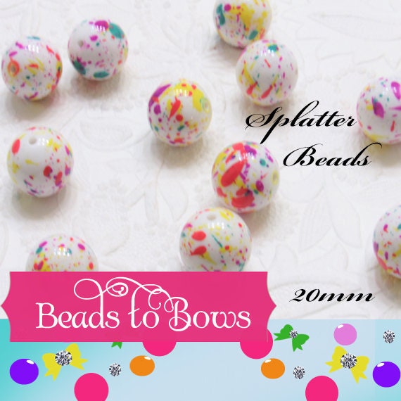 New 20mm Splatter Beads, Purple Yellow Teal, Bubblegum Beads, Splatter Beads, Bubblegum Necklace Beads,