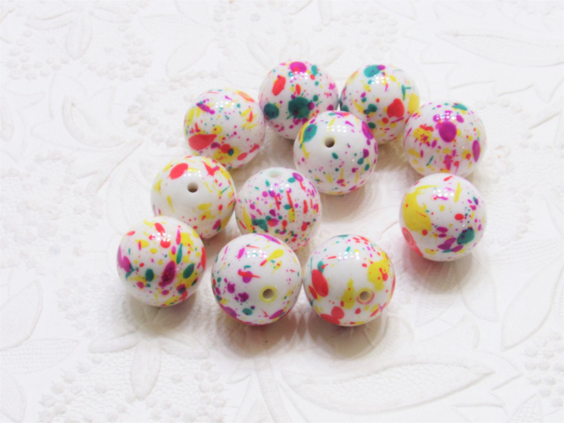 New 20mm Splatter Beads, Purple Yellow Teal, Bubblegum Beads, Splatter Beads, Bubblegum Necklace Beads,