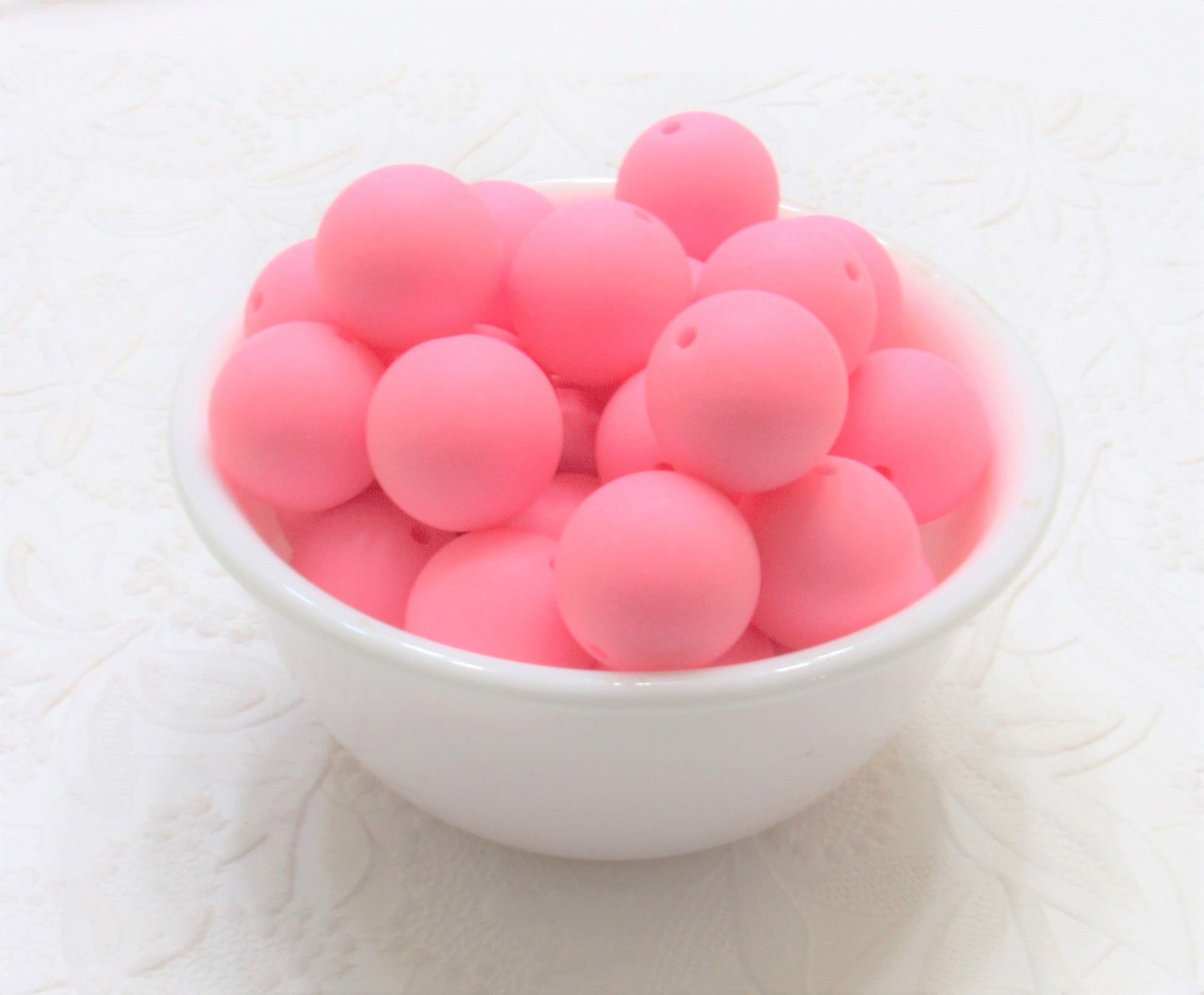 New 20mm Matte Satin Baby Pink Bubblegum Beads, Gumball Beads, Round Beads, Bubblegum Beads, Beading Supply, Jewelry Supply