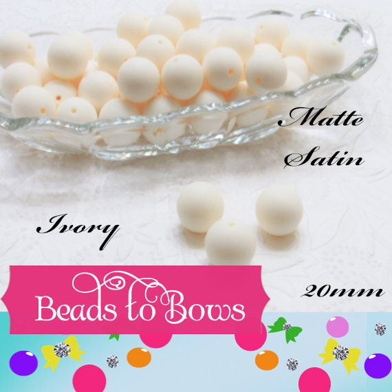 New 20mm Matte Satin Ivory Bubblegum Beads, Gumball Beads, Round Beads, Bubblegum Satin Finish, Jewelry Supply